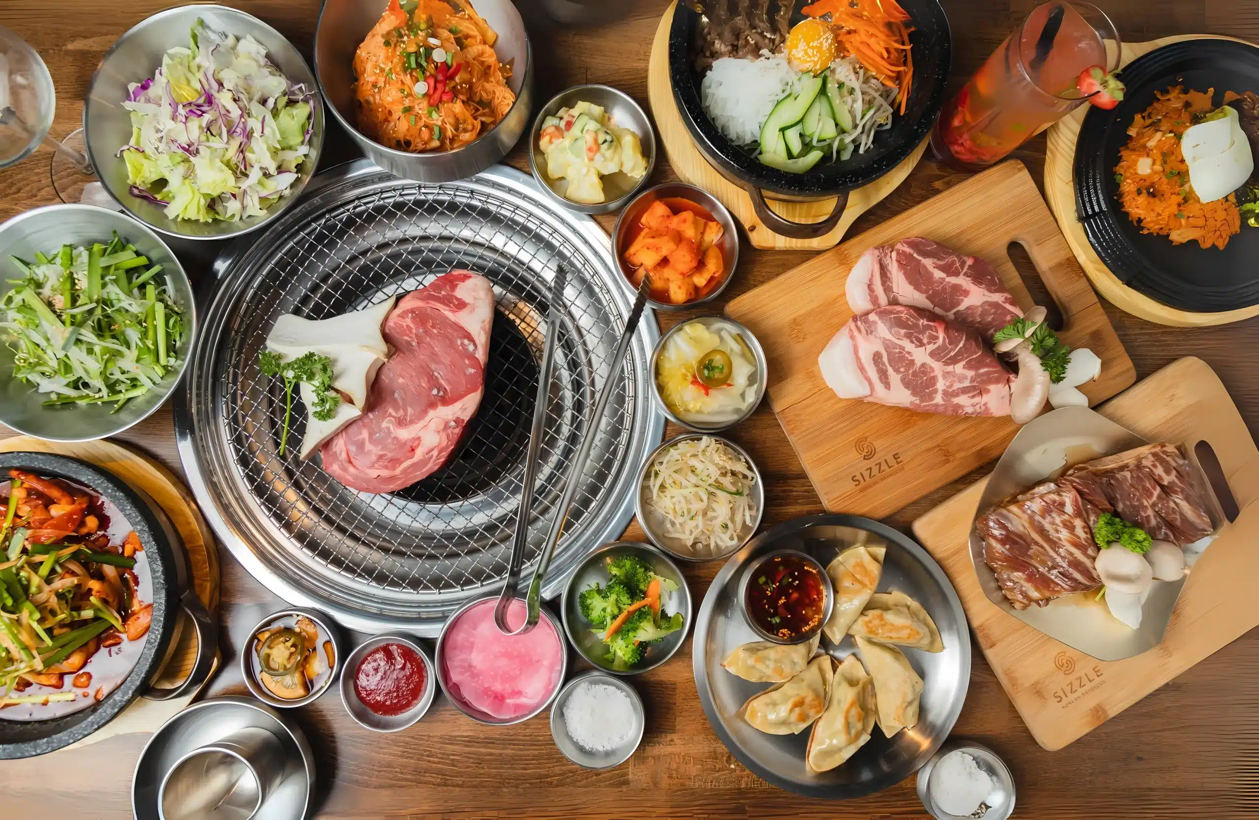 Premium wagyu and galbi grilling at Sizzle Korean BBQ in Scottsdale